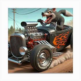 Wolf In A Hot Rod Canvas Print