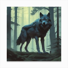 Wolf In The Woods 55 Canvas Print