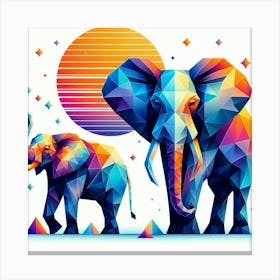 Abstract Low Poly Elephants Canvas Print