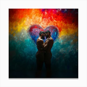 Muscular Guys hugh in Rainbow Heart Canvas Print