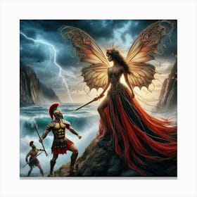 The Fairy And Spartacus Warriors 1 Canvas Print