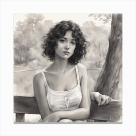 765701 The Drawing Depicts A Beautiful Girl With Short Bl Xl 1024 V1 0 Canvas Print