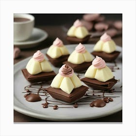 Chocolate Desserts On A Plate Canvas Print