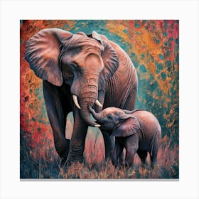 Elephants In The Wild Canvas Print