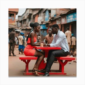 Nigerian Couple Sitting At Table Canvas Print