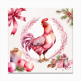 Christmas Rooster Canvas Print