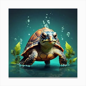 Turtle In Water Canvas Print