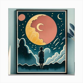 Moon And Stars Canvas Print