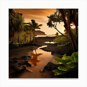 Landscape Mauritius Island Earthy Tones Canvas Print