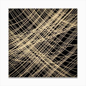 Abstract Gold Lines On Black Background Canvas Print