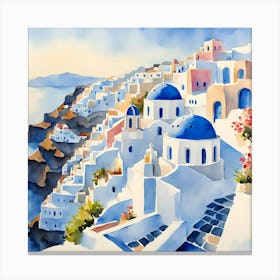 Santorini Greece Watercolor 5 Canvas Print