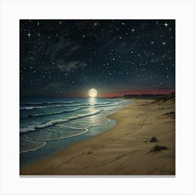 Moonlight On The Beach Canvas Print