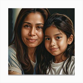 Portrait Of Mother And Daughter Canvas Print