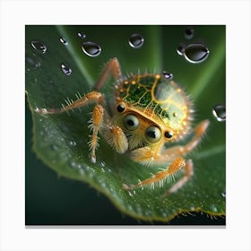 Spider On Leaf Canvas Print