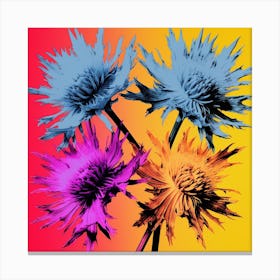 Andy Warhol Style Pop Art Flowers Cornflower 4 Square Canvas Print