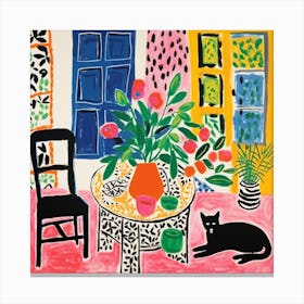 Cat On A Table Canvas Print