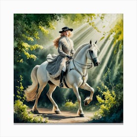 Beautiful View Of A Knight Riding A Horse Canvas Print