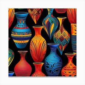 Seamless Pattern With Colorful Vases Canvas Print