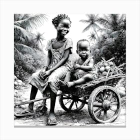 Two Children In A Cart Canvas Print