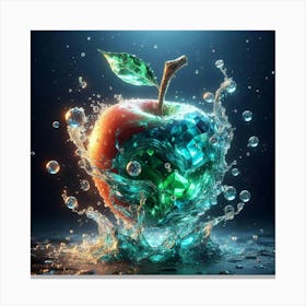 Enchanting Apple Elegance: Hyper-Realism Meets Aquamarine and Emerald Brilliance. Canvas Print