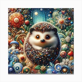 Hedgehog in the Style of Collage-inspired Canvas Print