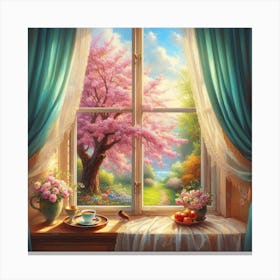 Spring Window View Canvas Print