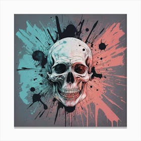 Skull With Paint Splatters 1 Canvas Print