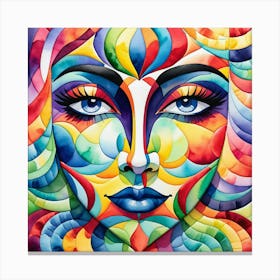 Colorful Face Of A Woman Canvas Print