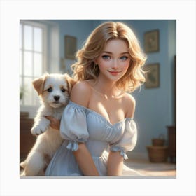 Girl With A Dog 4 Canvas Print