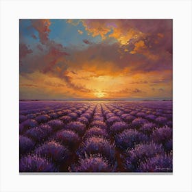 Sunset Over Lavender Fields Canvas Print