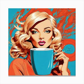 Pop Girl Drinking Coffee 1 Canvas Print