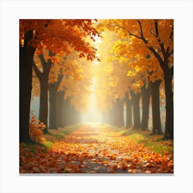 Enchanting Autumn Scene With Golden Leaves And Gentle Breeze 1 Canvas Print