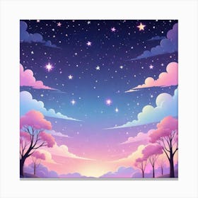 Sky With Twinkling Stars In Pastel Colors Square Composition 298 Canvas Print