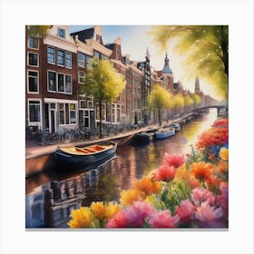 An Enchanting Amsterdam Canal Summer 11 Canvas Print