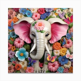 Elephant In Flowers Canvas Print