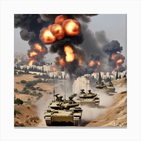 Israeli Tanks In Jordan Canvas Print