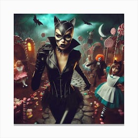 Catwoman In Halloween Costume Canvas Print