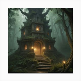 Treehouse In The Forest Canvas Print