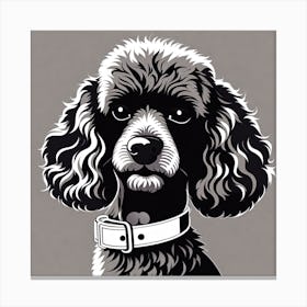 Poodle, Black and white illustration, Dog drawing, Dog art, Animal illustration, Pet portrait, Realistic dog art, puppy Canvas Print