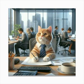 Cat In The Office Canvas Print