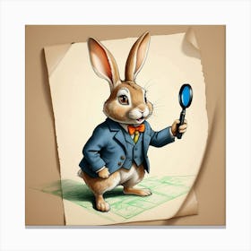 Rabbit With Magnifying Glass 3 Canvas Print