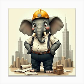 Flux Dev A Detailed Illustration Of An Anthropomorphic Elephan 2 Canvas Print