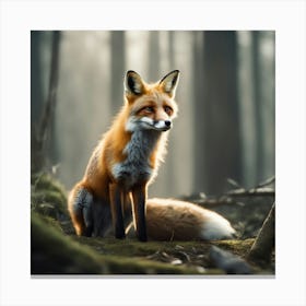 Fox In The Forest 46 Canvas Print