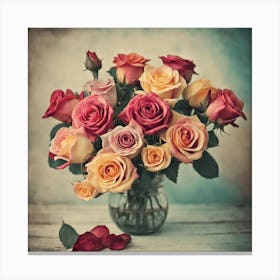 Roses In A Vase 2 Canvas Print