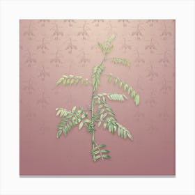 Vintage Flowering Indigo Plant Botanical on Dusty Pink Pattern Canvas Print
