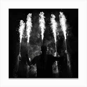 Fireworks In Black And White Canvas Print