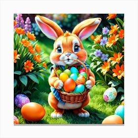 Easter Bunny With Basket 2 Canvas Print