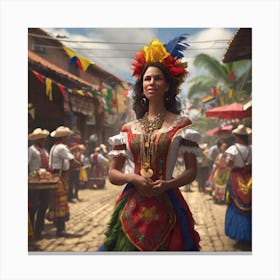 Woman In A Traditional Dress Canvas Print