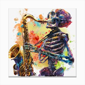 Skeleton Playing Saxophone Canvas Print