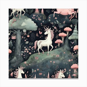 Unicorns In The Forest 6 Canvas Print